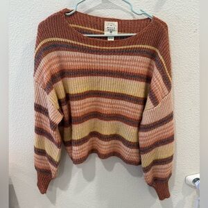 Billabong Women's Striped Lightweight Sweater in Brown women’s Medium